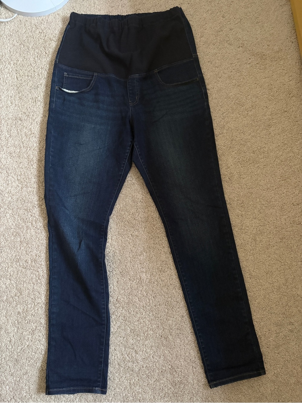 Uniqlo Women's Skinny Maternity Jeans in Dark Blue with Black Panel
